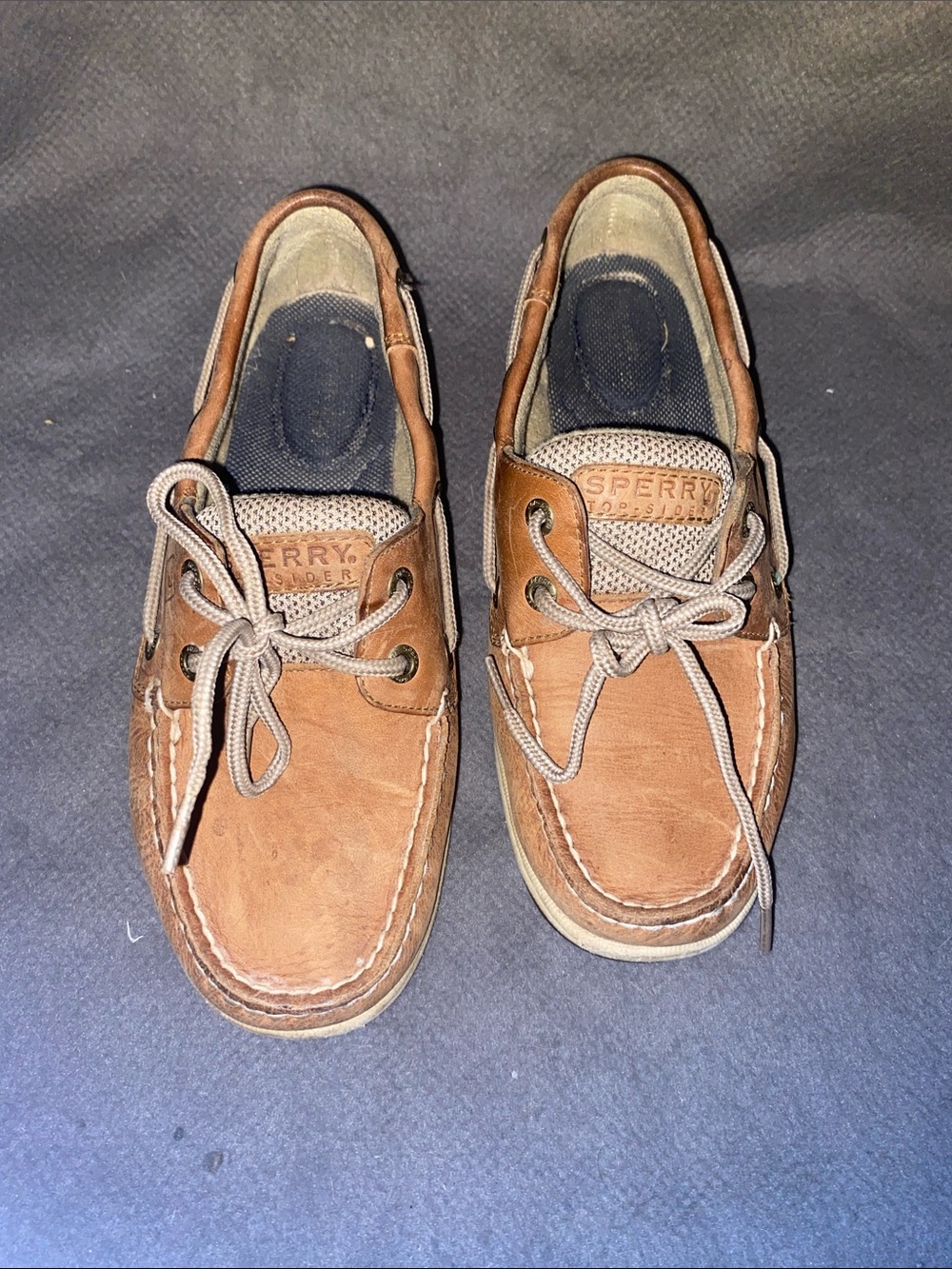 Sperry Tan Leather Lace-Up Boat Shoes for Men